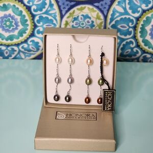Honora Multi-Color Pearl Drop Earrings Set NIB